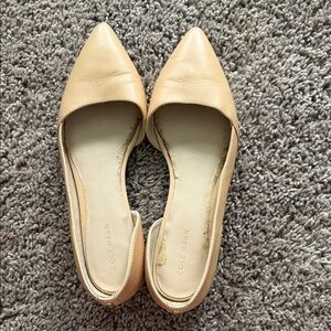 Cole Haan Beige Pointed-Toe Leather Flats